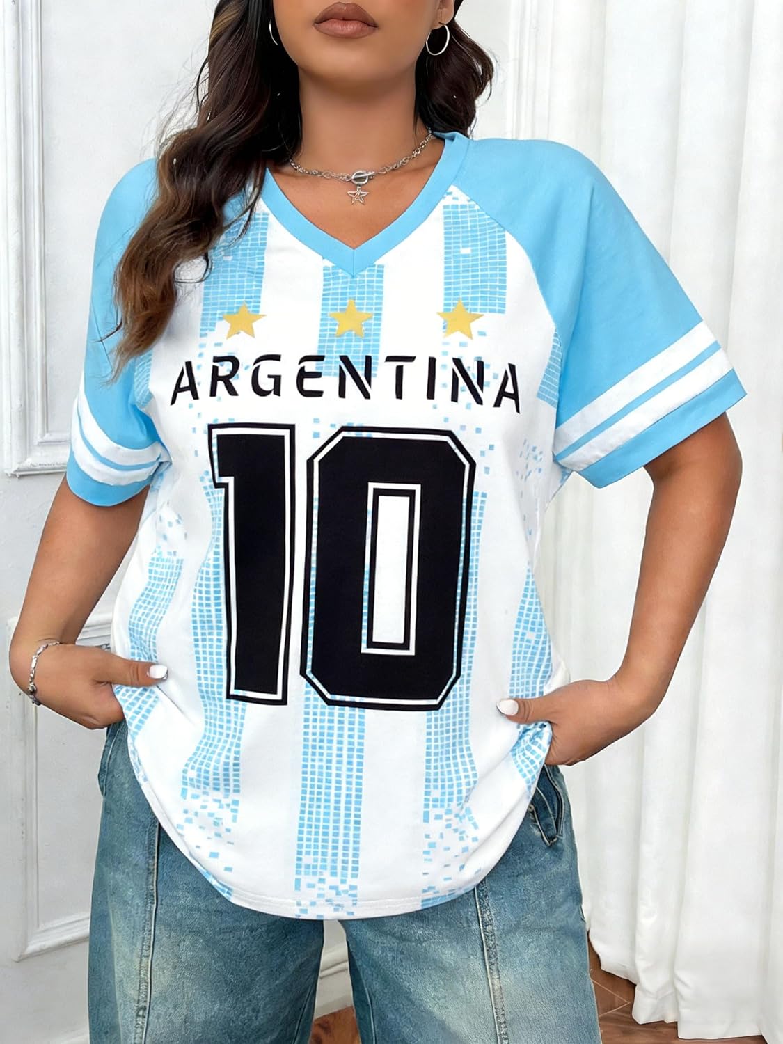 Oversized Soccer Jersey Shirt for Women - Y2K Style Fan Tee Top