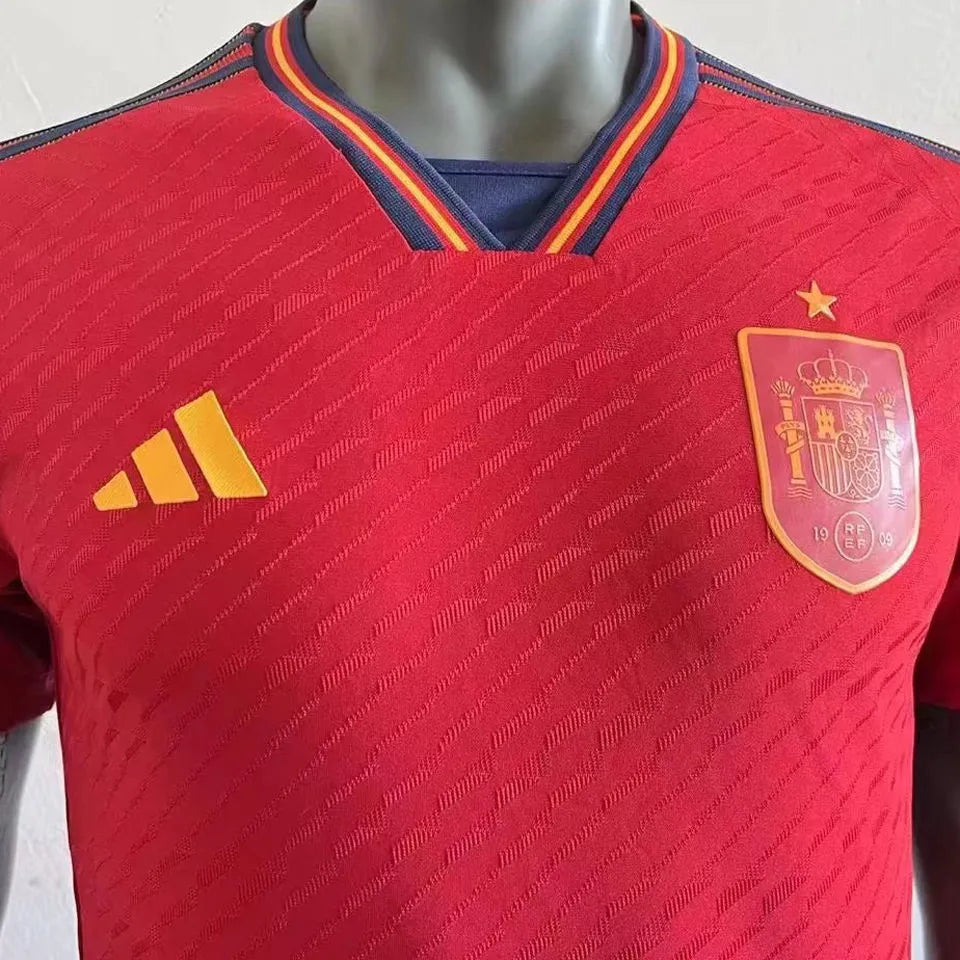 2022/23 Spain Home Red Player Version Soccer Jersey Detail 4