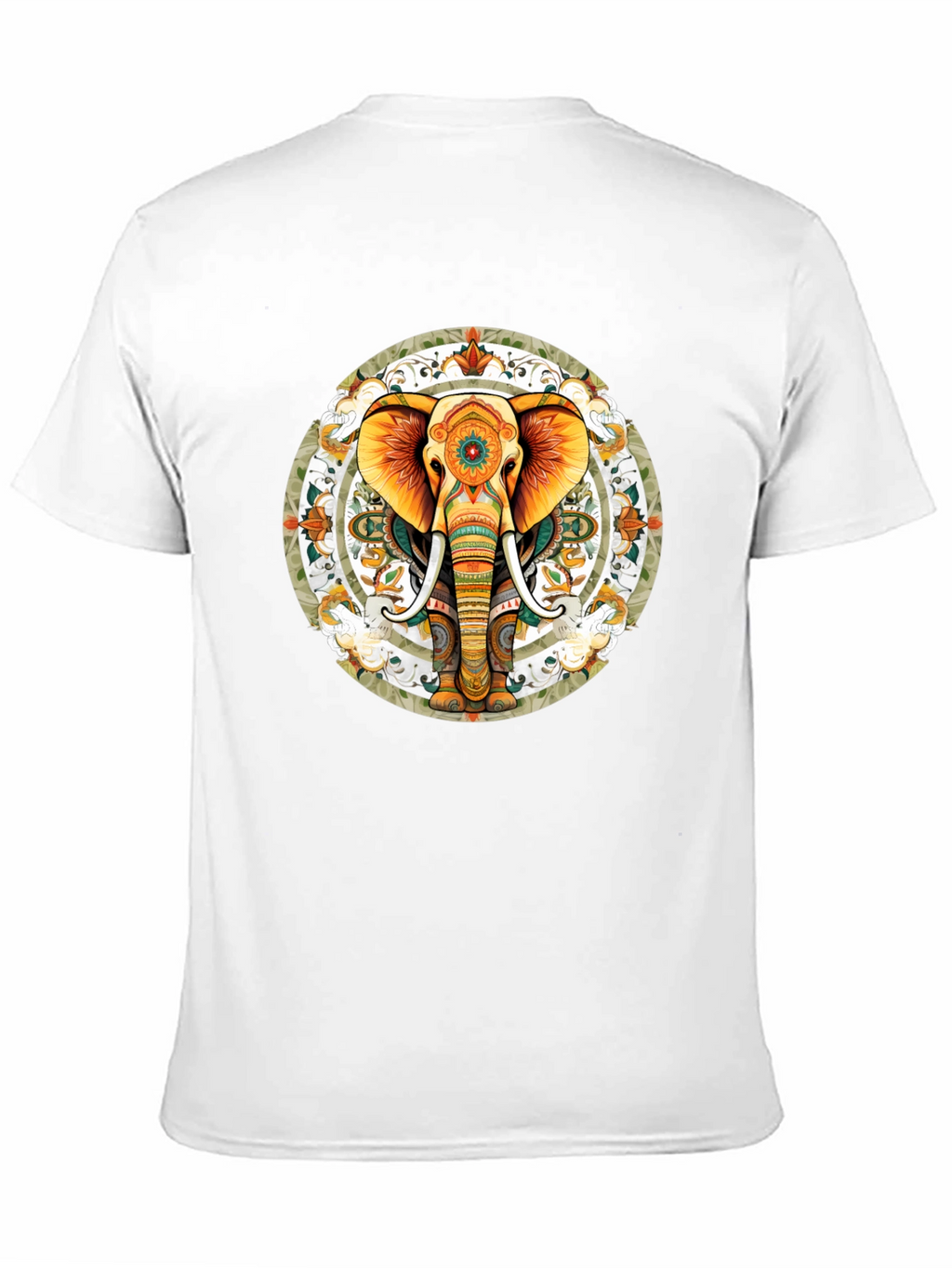 Elephant Mandala Graphic Tee - Black Cotton Blend