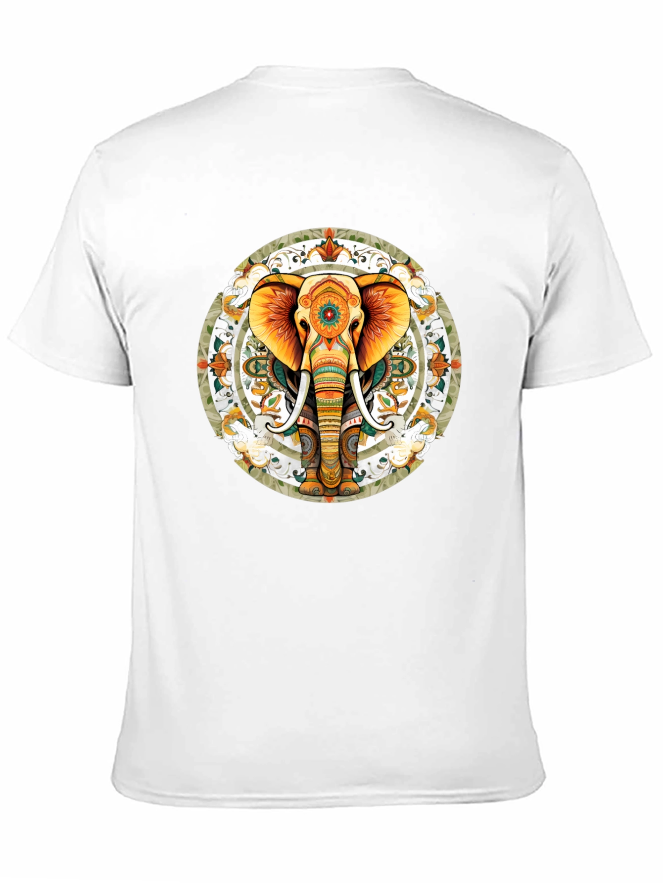 Elephant Mandala Graphic Tee - Black Cotton Blend