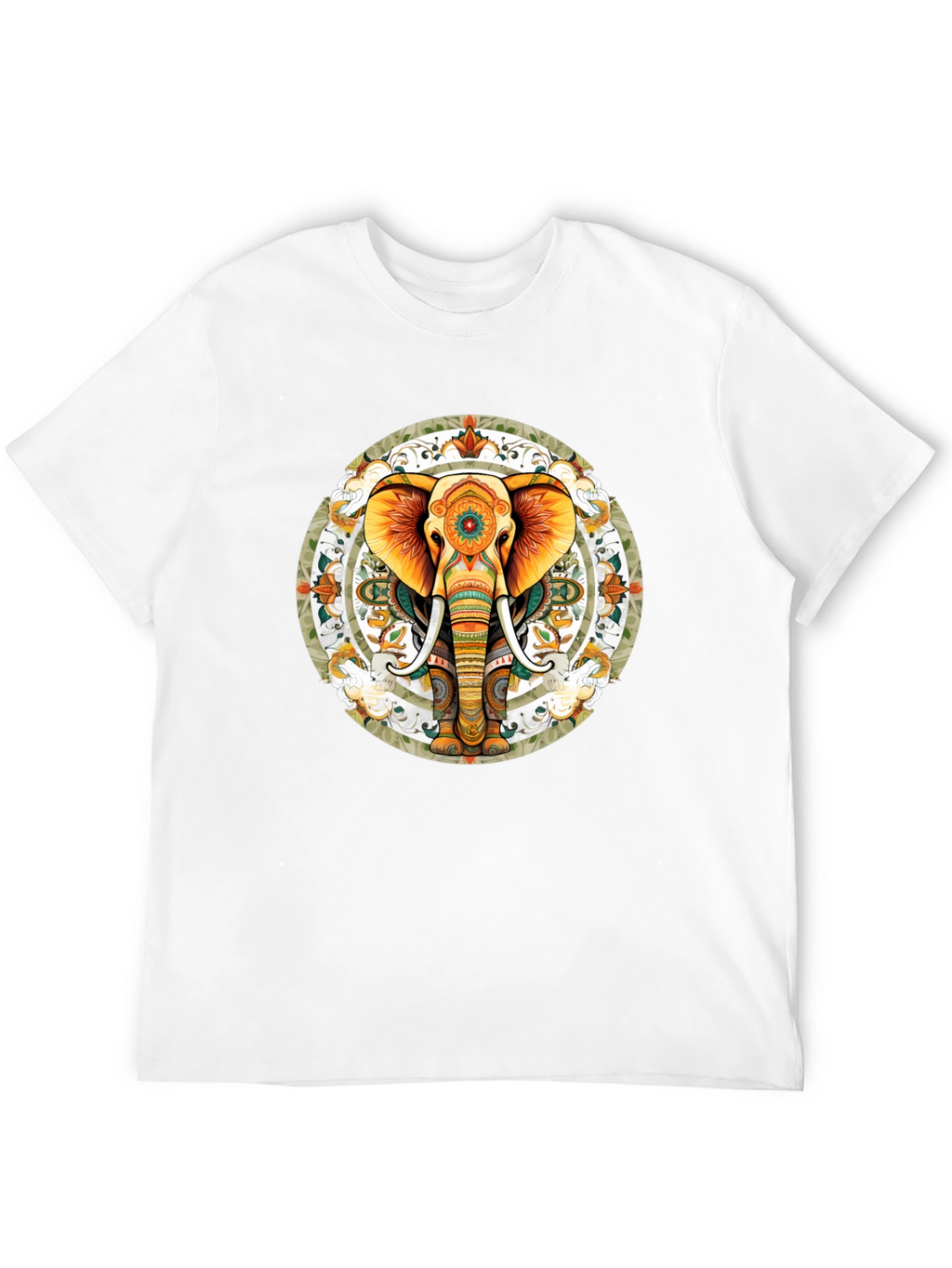 Elephant Mandala Graphic Tee - Black Cotton Blend