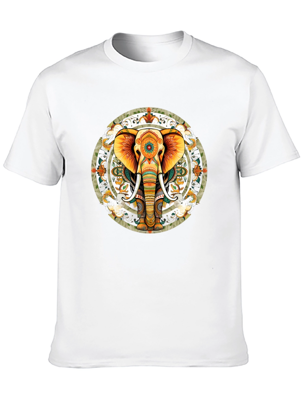 Elephant Mandala Graphic Tee - Black Cotton Blend