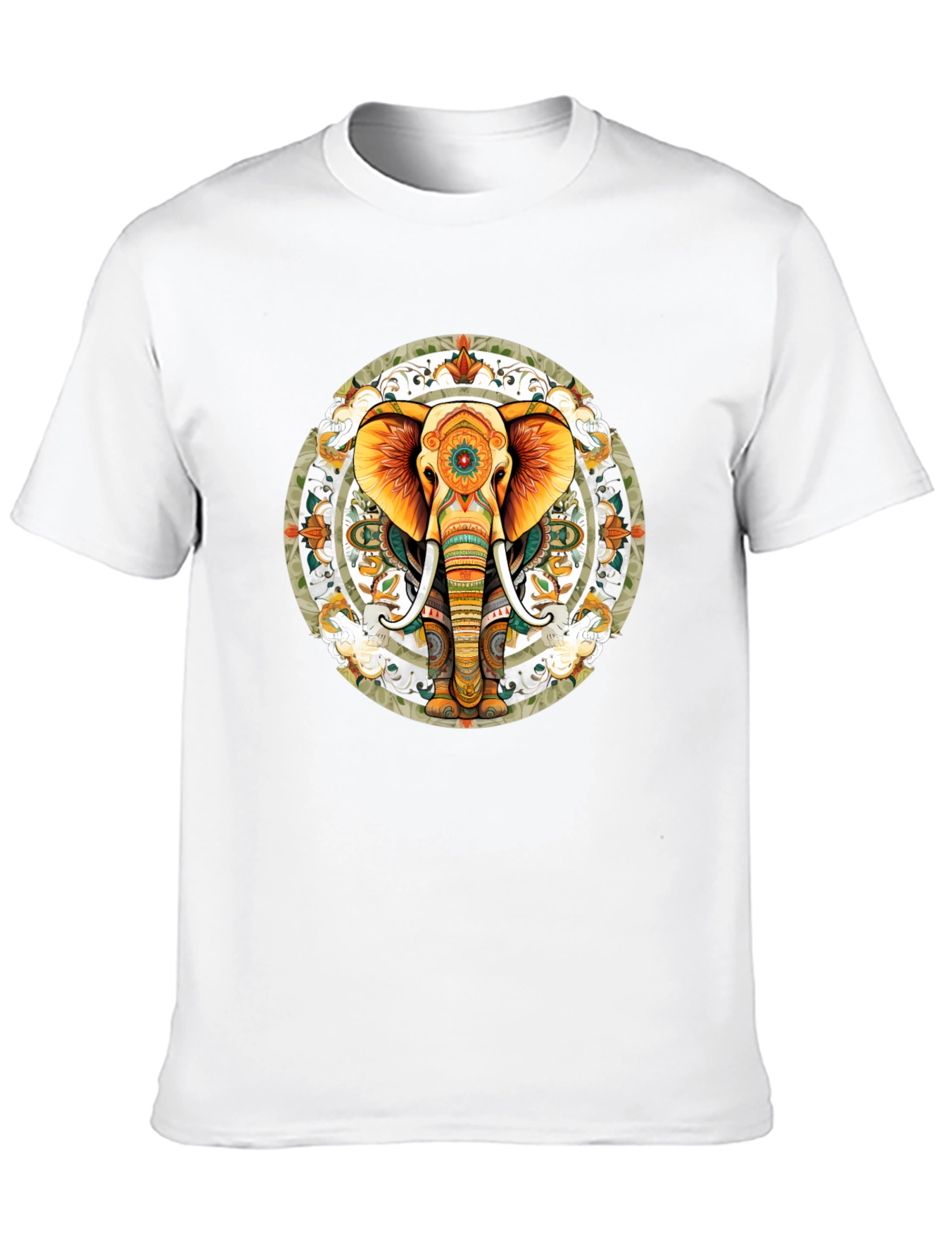 Elephant Mandala Graphic Tee - Black Cotton Blend