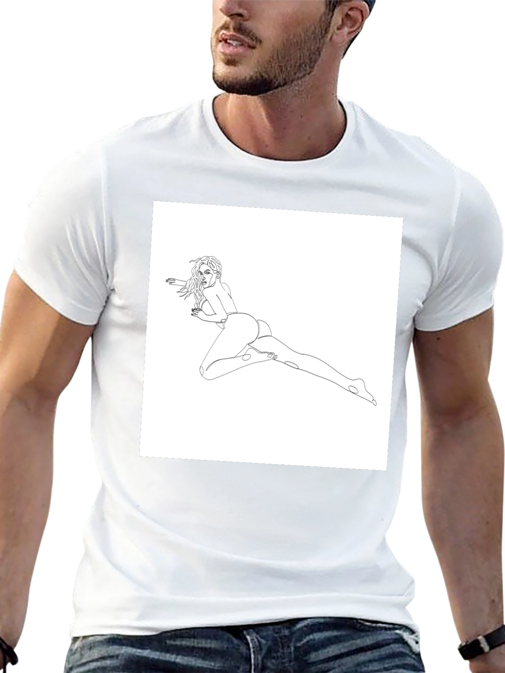 Line Art Womans T-Shirt - Black