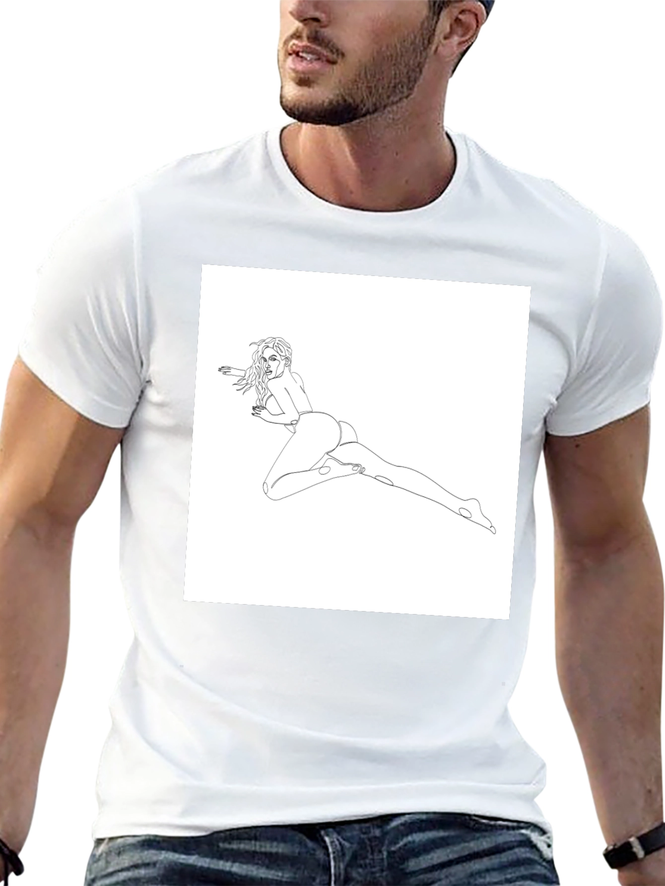Line Art Womans T-Shirt - Black