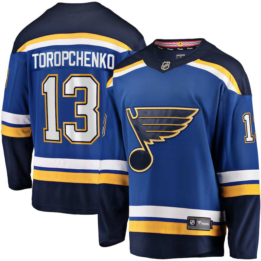 Men's St. Louis Blues Alexey Toropchenko #13 Blue Home Breakaway Jerseys