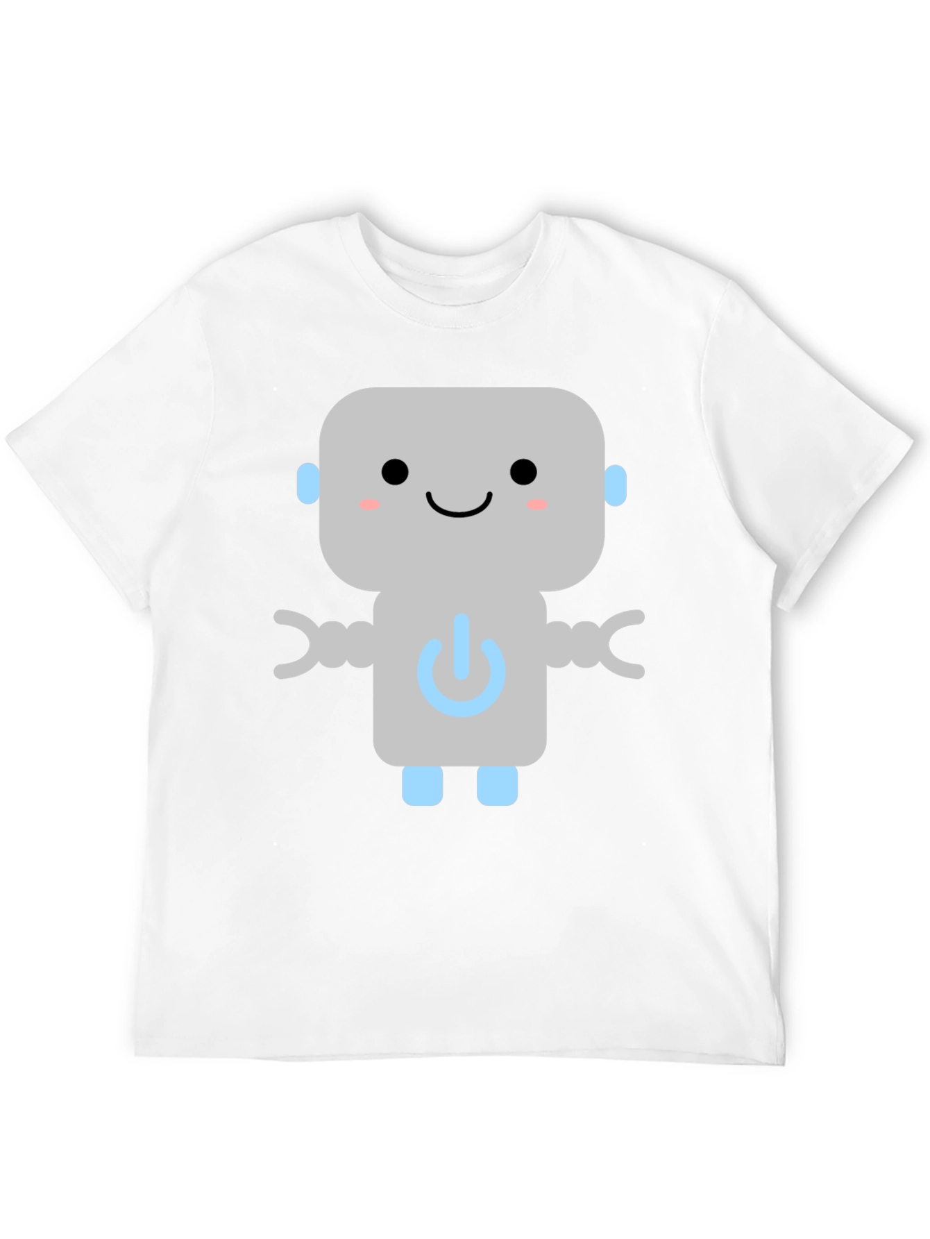 Cute Robot Graphic Tee - Black Cotton T-Shirt