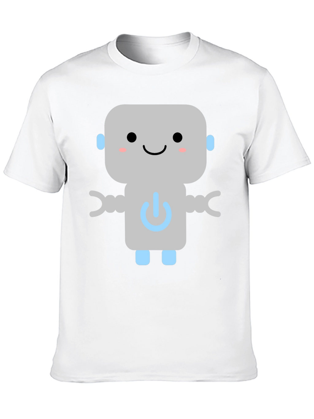 Cute Robot Graphic Tee - Black Cotton T-Shirt