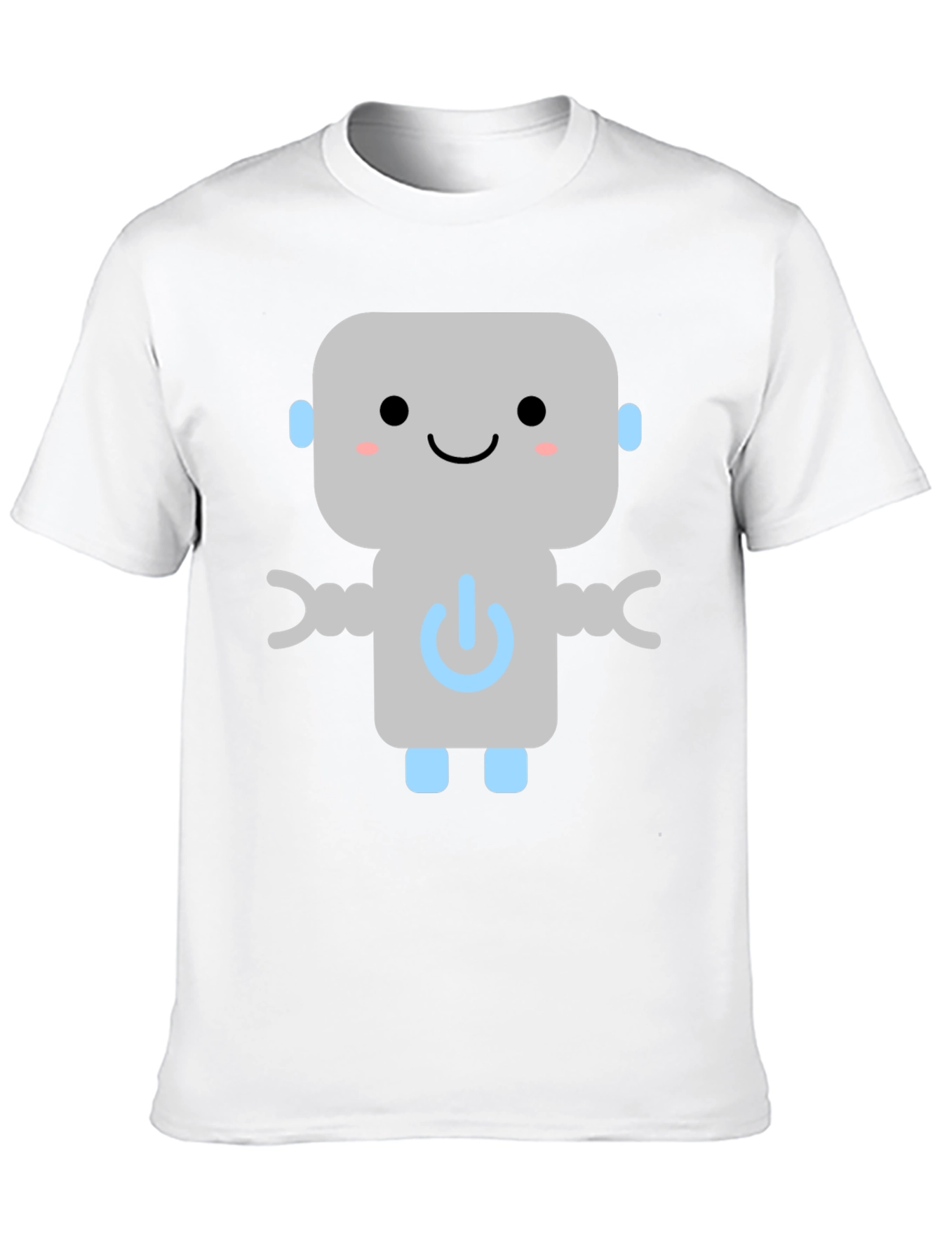 Cute Robot Graphic Tee - Black Cotton T-Shirt