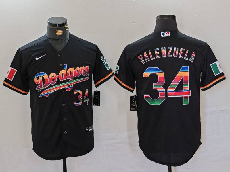 Men's Los Angeles Dodgers Fernando Valenzuela #34 Black Game Jerseys