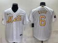 Men's New York Mets Starling Marte #6 White Replica Baseball Jerseys