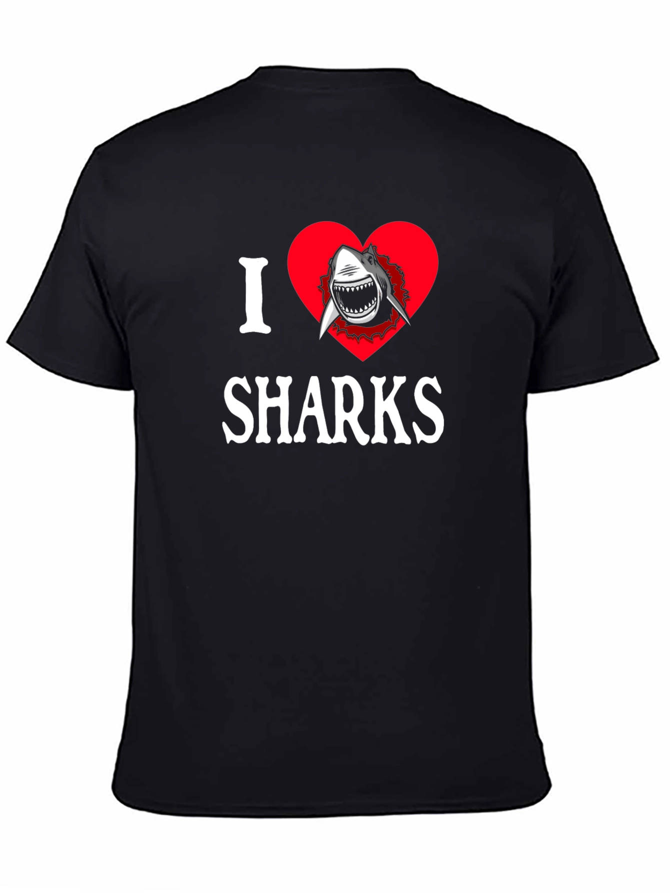 I Heart Sharks Graphic T-Shirt - Black Cotton Tee