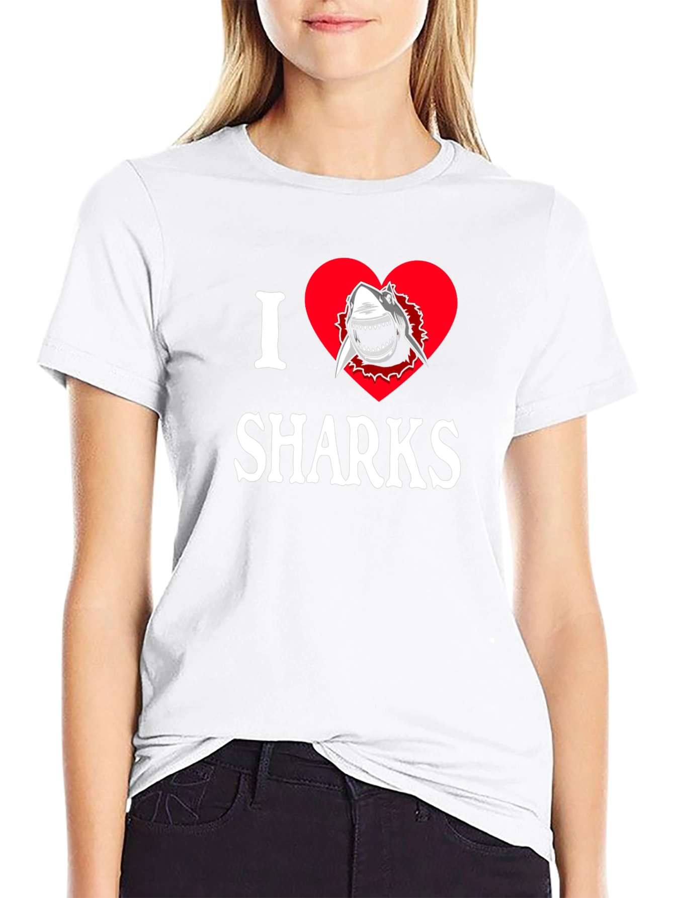 I Heart Sharks Graphic T-Shirt - Black Cotton Tee