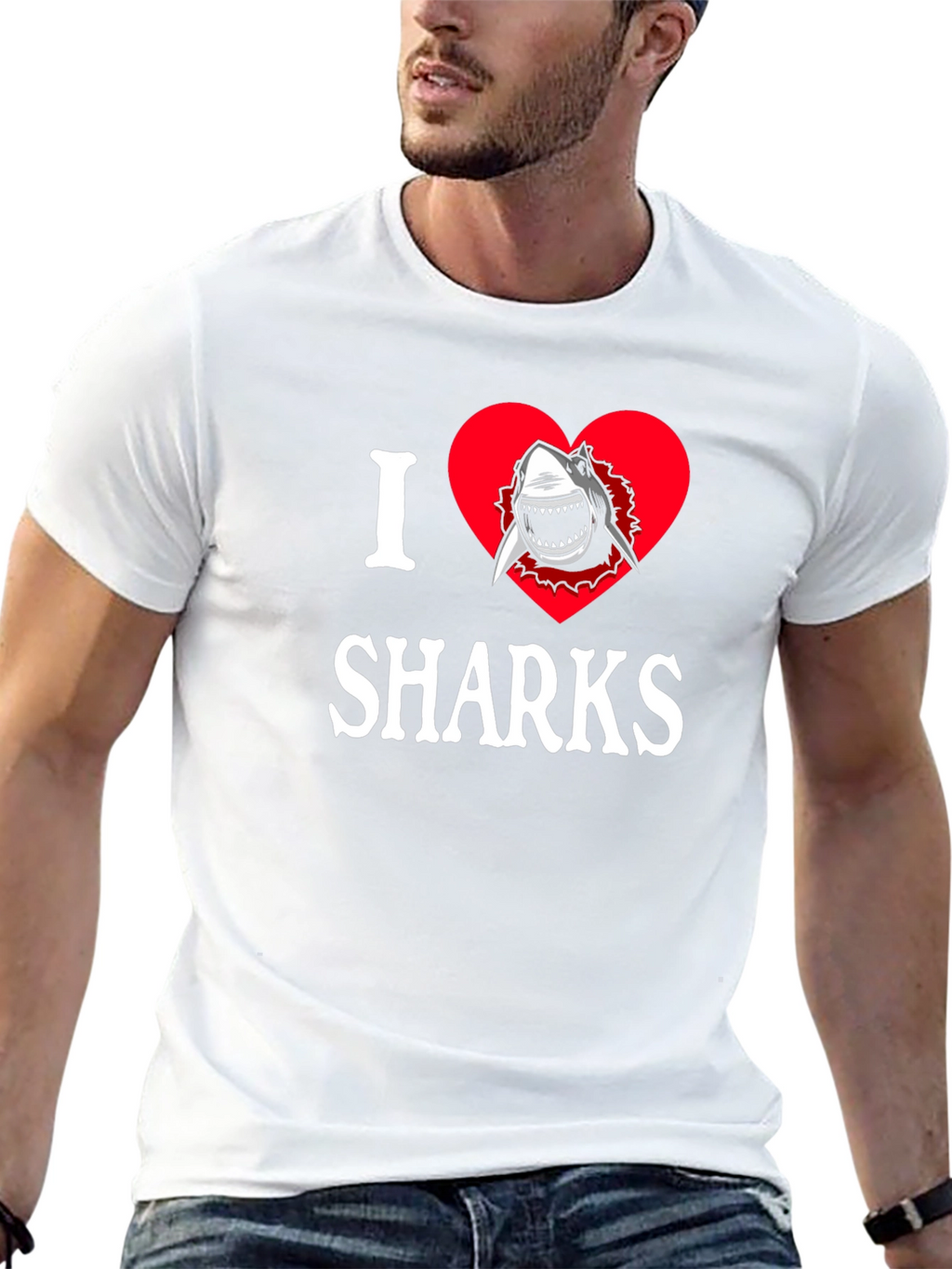 I Heart Sharks Graphic T-Shirt - Black Cotton Tee
