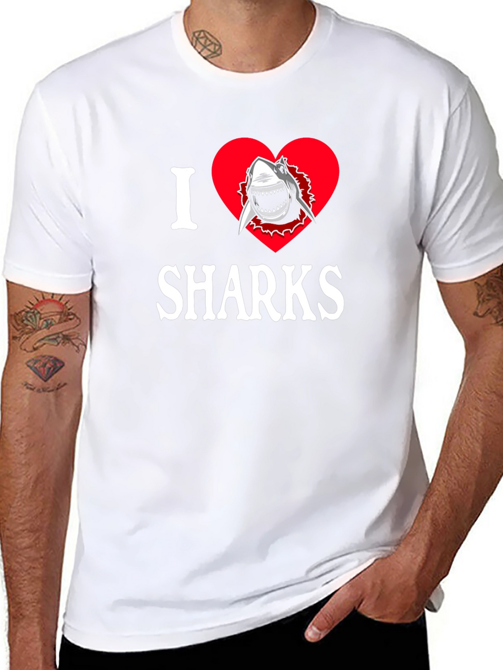 I Heart Sharks Graphic T-Shirt - Black Cotton Tee