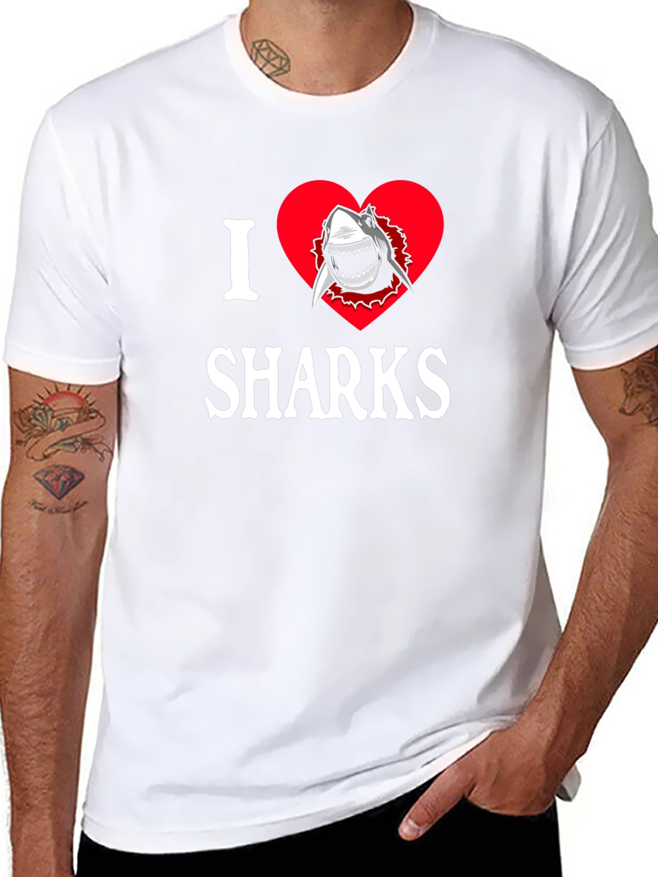 I Heart Sharks Graphic T-Shirt - Black Cotton Tee