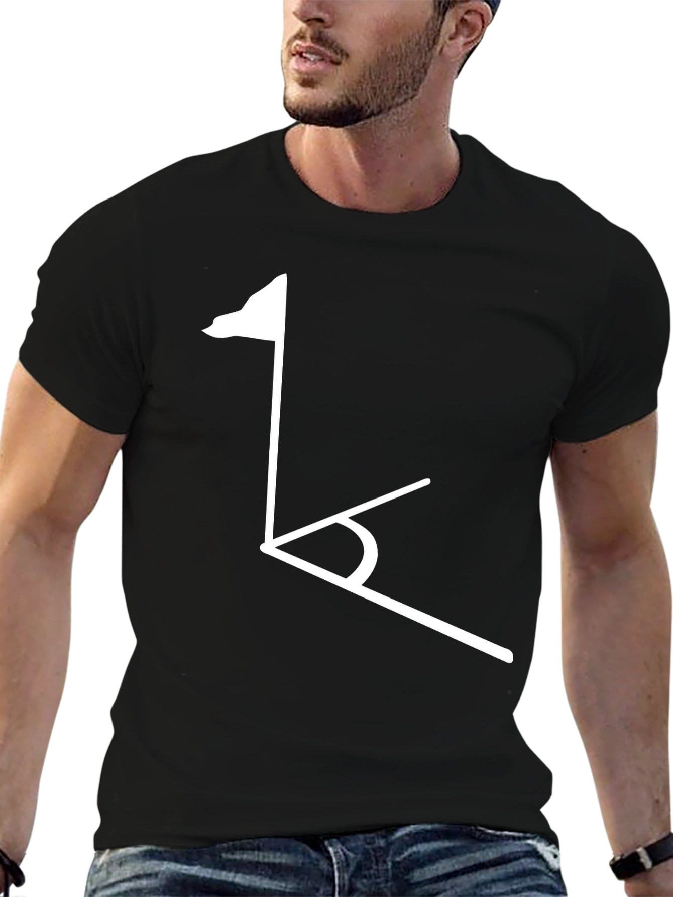 Golf Tee Black T-Shirt - Modern Geometric Design