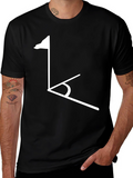 Golf Tee Black T-Shirt - Modern Geometric Design