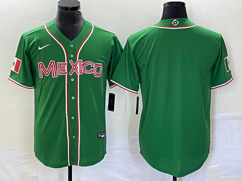Men's 2023 World Baseball Classic Mexico Green Blank Jerseys