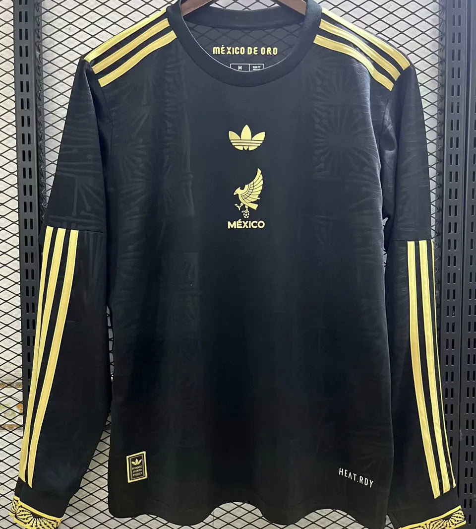2025 Mexico Black Special Edition Long Sleeve Fans Soccer Jersey Front