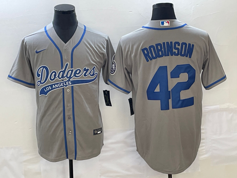 Men's Los Angeles Dodgers Jackie Robinson #42 Gray Player Jerseys Joint Edition