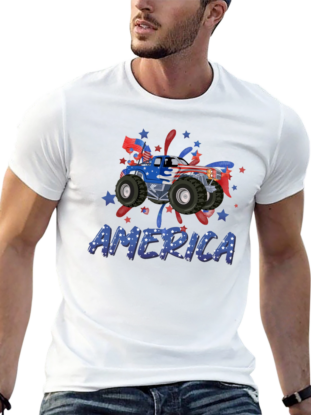 Patriotic Monster Truck Tee - America USA Pride