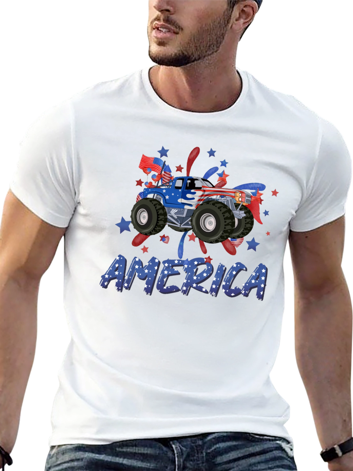 Patriotic Monster Truck Tee - America USA Pride