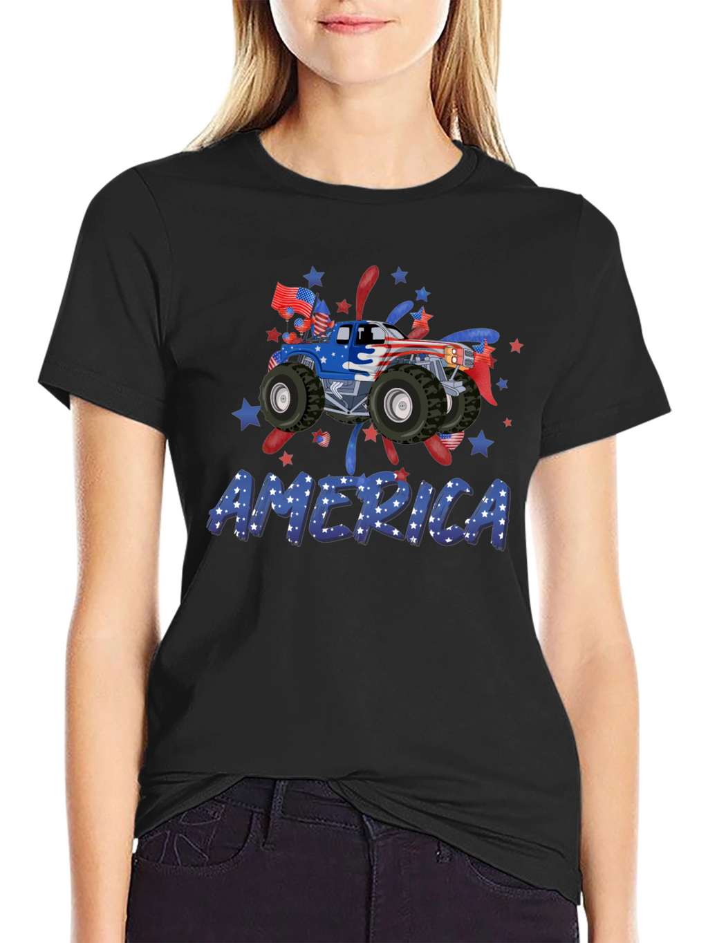 Patriotic Monster Truck Tee - America USA Pride
