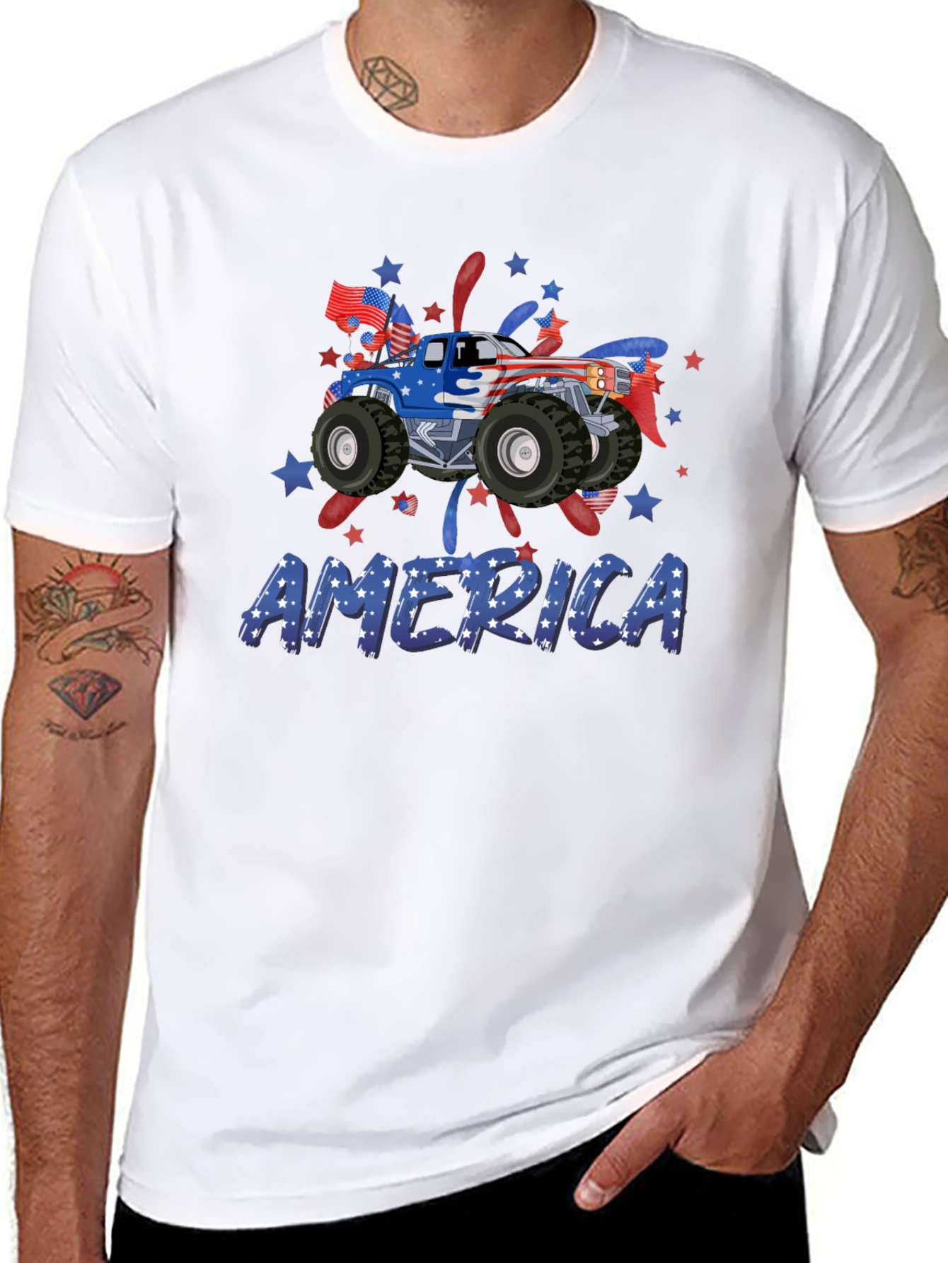 Patriotic Monster Truck Tee - America USA Pride