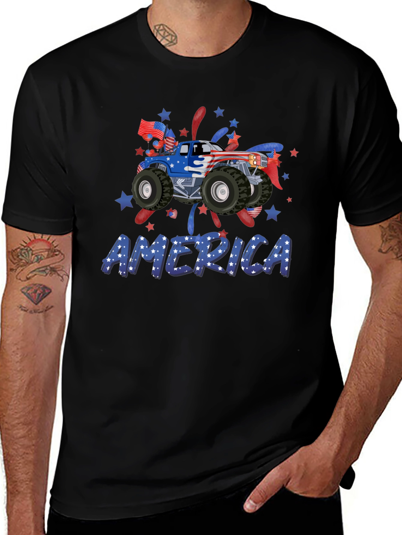 Patriotic Monster Truck Tee - America USA Pride