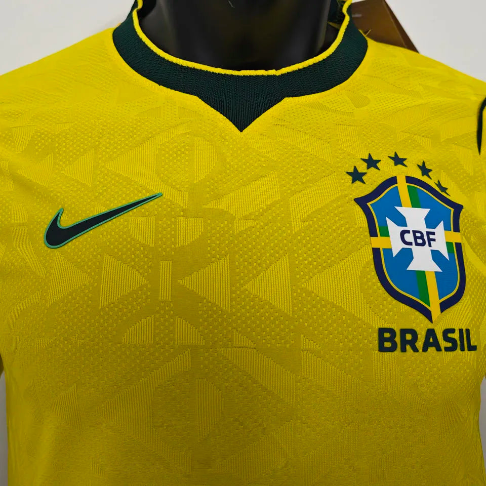 2026/27 Brazil Home Yellow Player Version Long Sleeve Soccer Jersey Detail 1