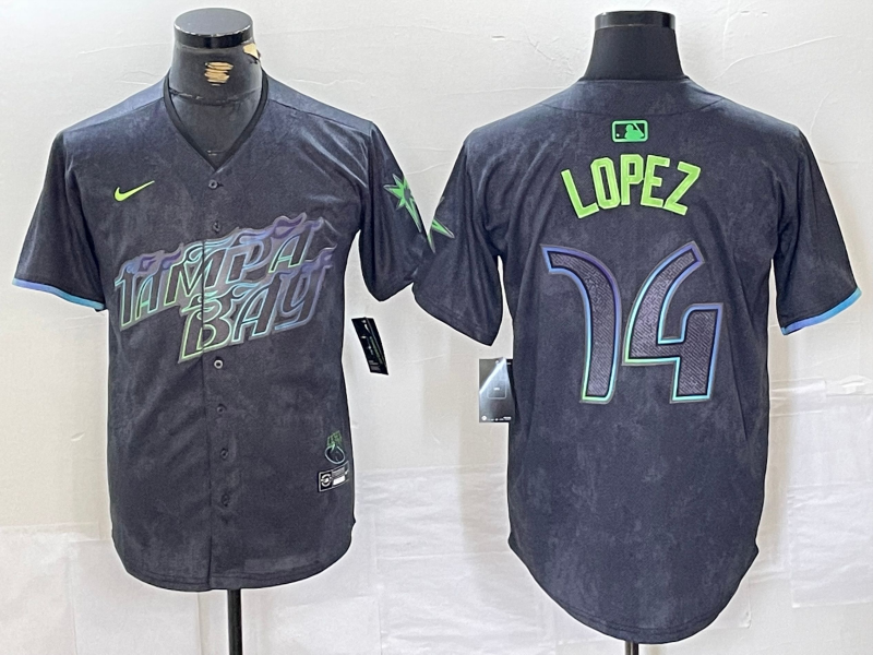 Men's Tampa Bay Rays Jacob Lopez #74 Charcoal 2024 City Connect Limited Player Jerseys