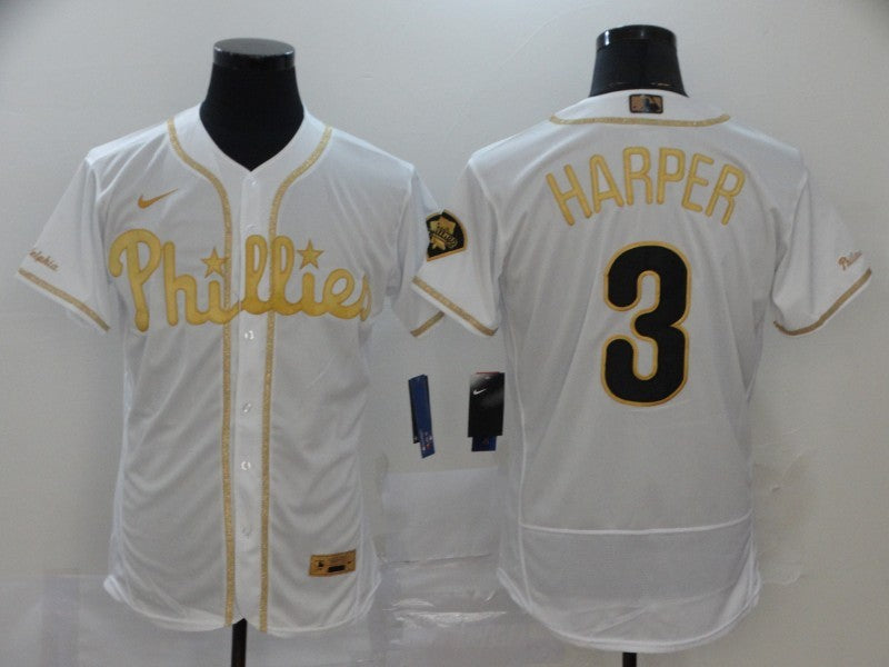 Men's Philadelphia Phillies Bryce Harper #3 White Fashion Stitched Jerseys