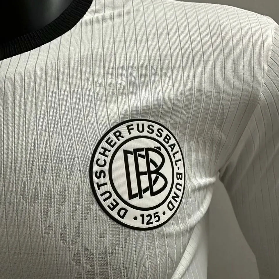 2025 Germany 125Th White Player Version Long Sleeve Soccer Jersey Detail 1