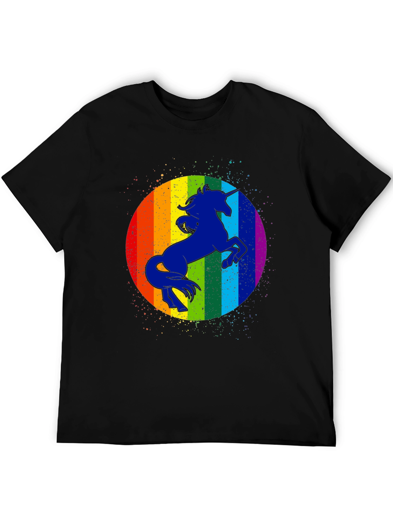 Unicorn Rainbow Graphic Tee - Mens Black T-Shirt