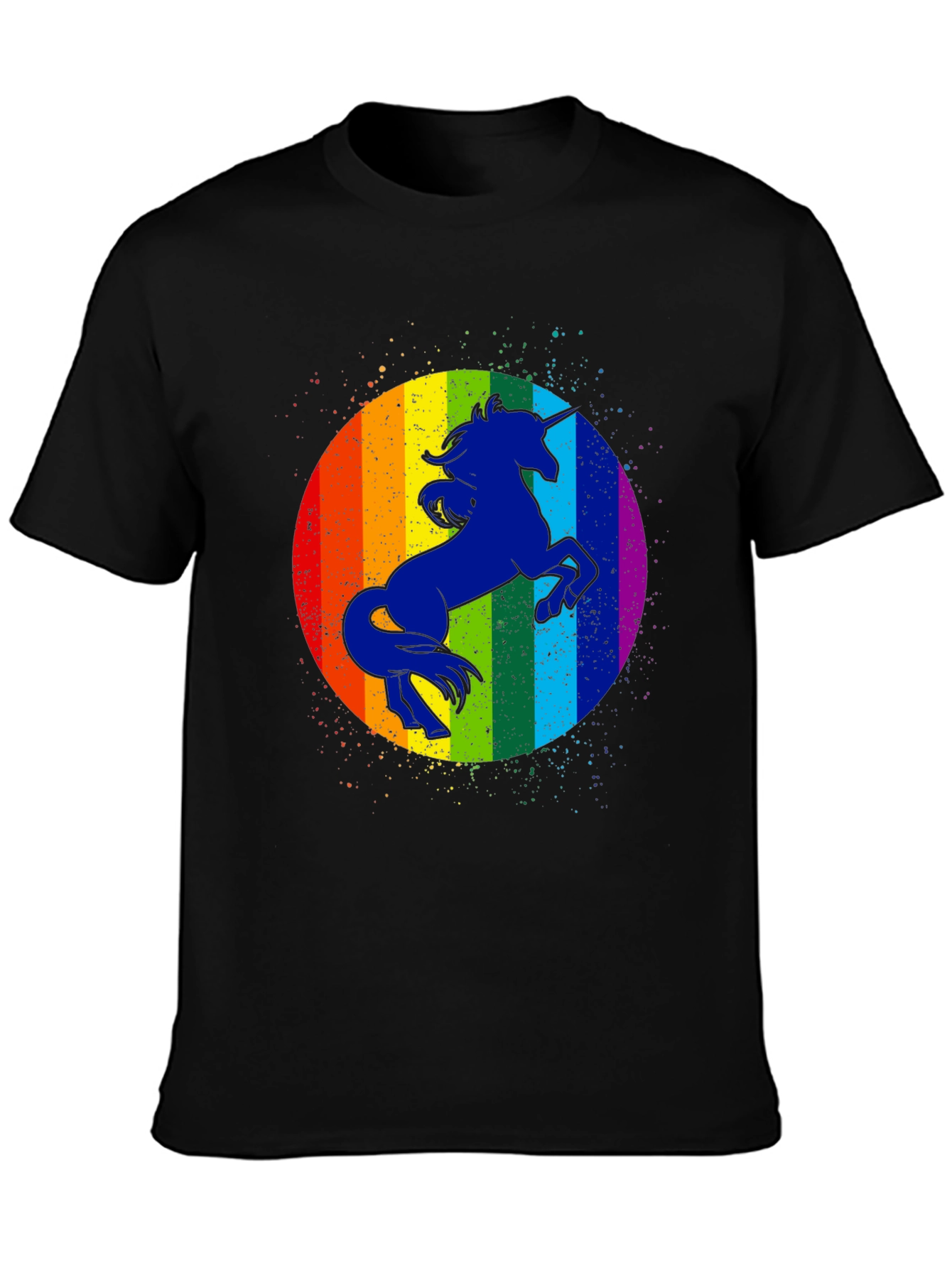 Unicorn Rainbow Graphic Tee - Mens Black T-Shirt
