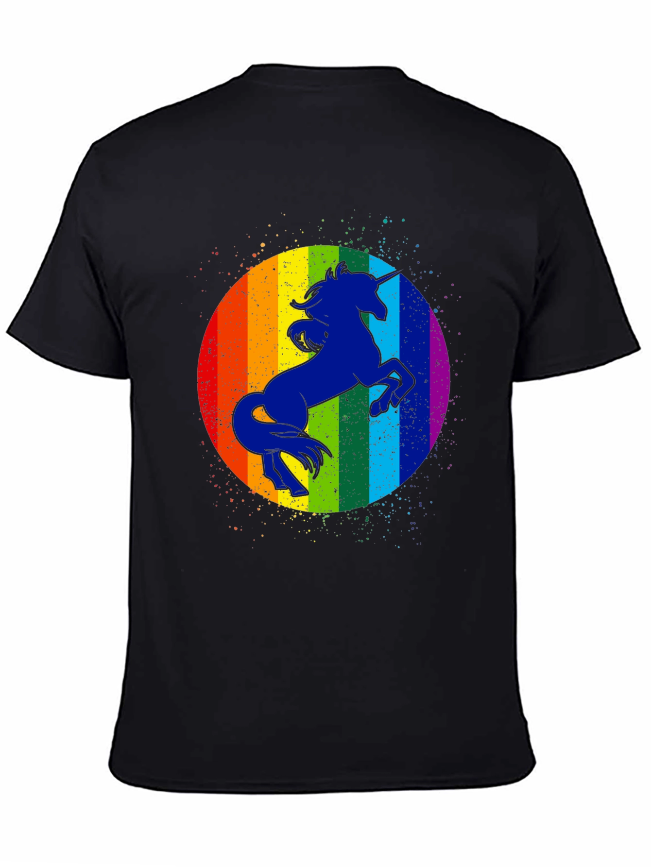 Unicorn Rainbow Graphic Tee - Mens Black T-Shirt