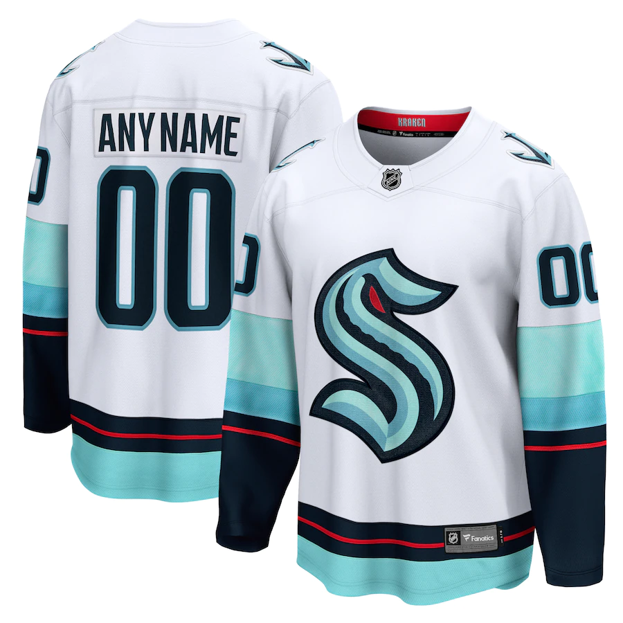 Men's Seattle Kraken White Away Breakaway Custom Jerseys
