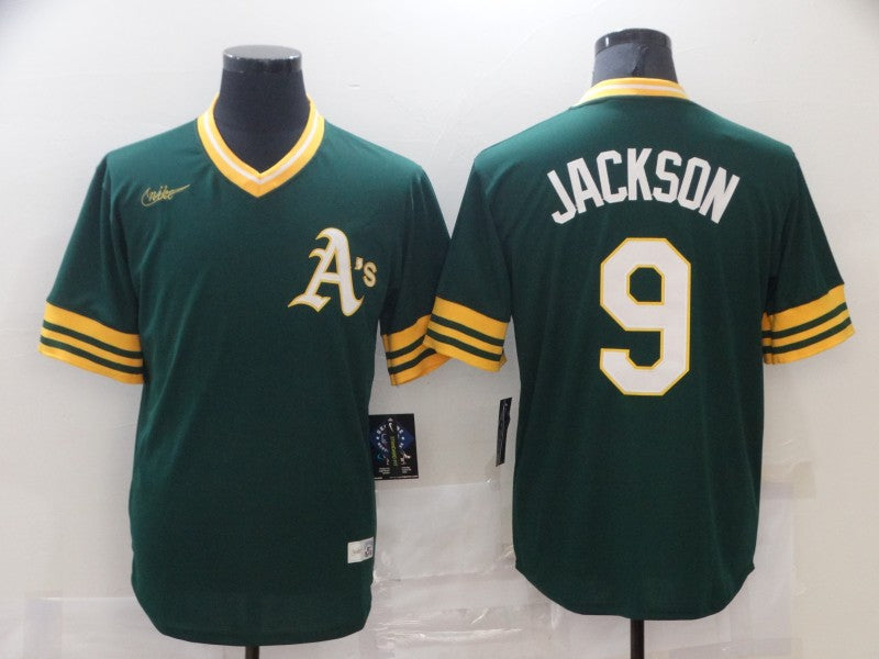 Men's Oakland Athletics Reggie Jackson #9 Green Replica Baseball Jerseys