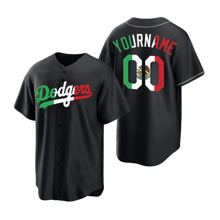Men's Los Angeles Dodgers Black Replica Custom Jerseys