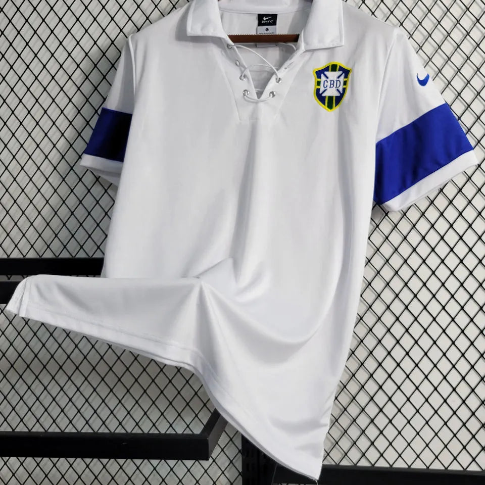 2004 Brazil Away White Retro Soccer Jersey Detail 1