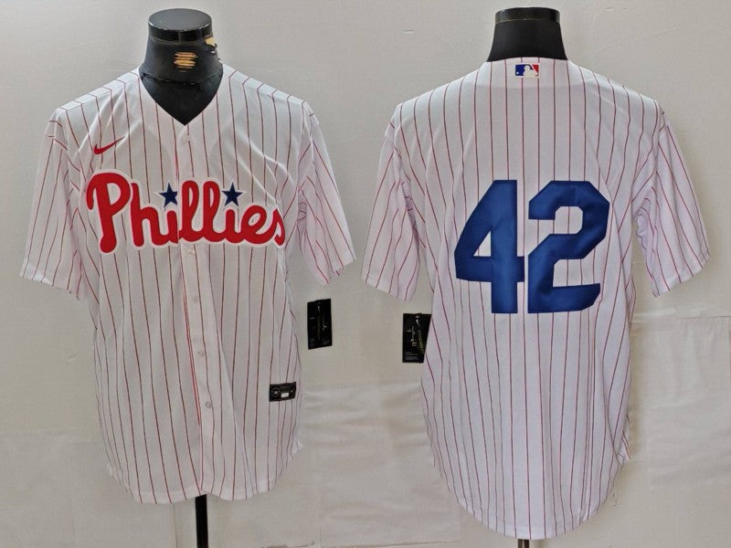 Men's Philadelphia Phillies #42 White 2024 Jackie Robinson Day Home Limited Jerseys