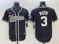 Men's New York Yankees Babe Ruth #3 Black Player Jerseys Joint Edition