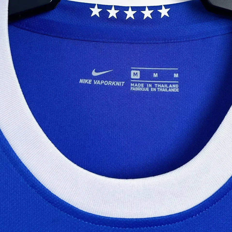2006 Brazil Away Blue Retro Soccer Jersey Detail 1