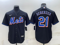 Men's New York Mets Max Scherzer #21 Black Replica Baseball Jerseys