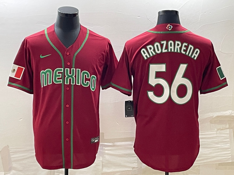Men's 2023 World Baseball Classic #56 Randy Arozarena Mexico Red Jerseys