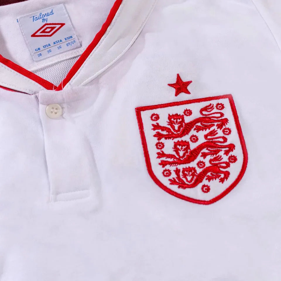 2012 England Home White Retro Soccer Jersey Detail 2