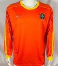 1998 Brazil GK Orange Retro Long Sleeve Jersey Front