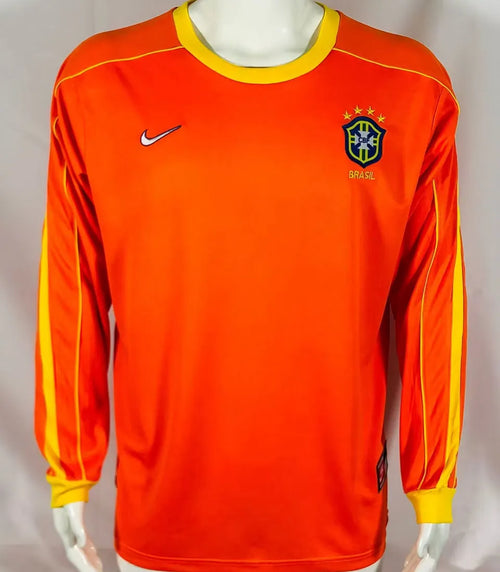 1998 Brazil GK Orange Retro Long Sleeve Jersey Front