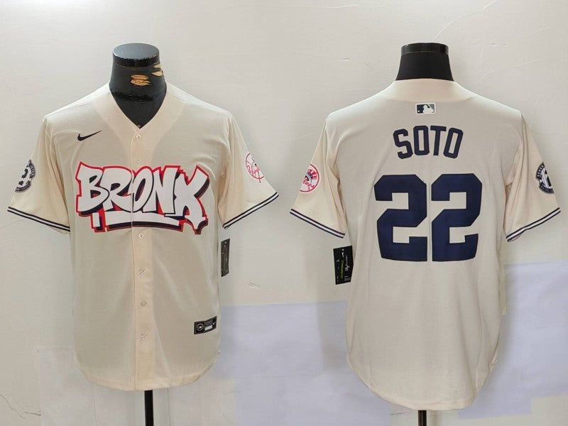 Men's New York Yankees Juan Soto #22 Cream Limited Player Jerseys
